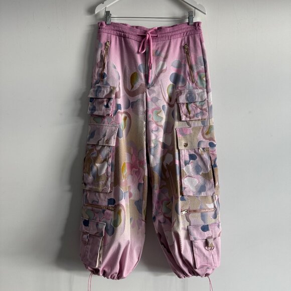 Cynthia Rowley Printed Cotton Twill Cargo Pants, Size S Runs Big - Picture 7 of 17